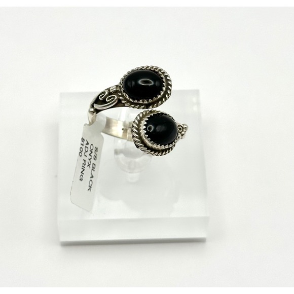 Jewelry - Native American‎ Black Onyx Bypass Adjustable Sterling Silver Ring